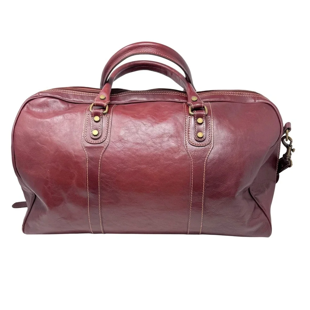 Cenzo Brown Calfskin Leather Duffle Weekender 21" Heritage Carry-On - Picture 3 of 15
